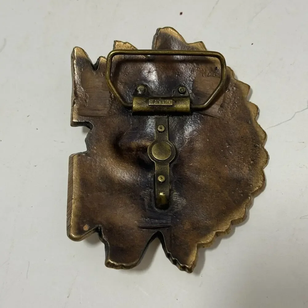 BLACKINTON Indian Head Chief Vtg Antique Art Deco Belt Buckle Gold Tone Bronze
